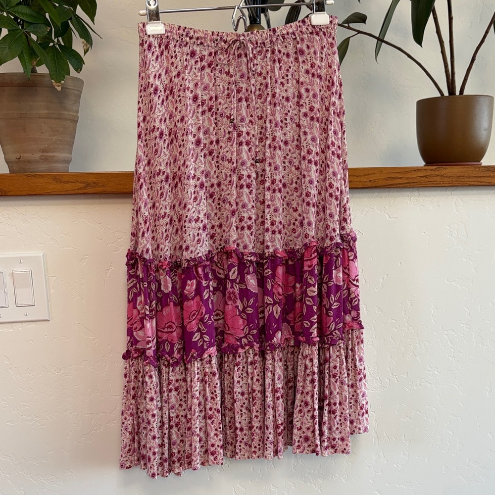 Spell Pink and Purple Floral Maxi Skirt